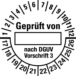 Mehrjahresprüfplakette 2017 - 2026 | Geprüft | Wunschfarbe - Folie selbstklebend, weiß & schwarz - Ø 10 mm  - 50 Stück