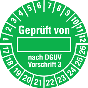 Multi Year Test Plaque 2017 - 2026 | Tested | Desired color - foil self-adhesive, light green & white - Ø 15 mm - 50 pieces