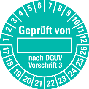 Multi Year Test Plaque 2017 - 2026 | Tested | Desired color - foil self-adhesive, turquoise & white - Ø 20 mm - 50 pieces