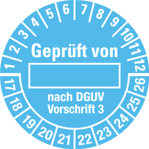 Multi Year Test Plaque 2017 - 2026 | Tested | Desired color - foil self-adhesive, sky blue & white - Ø 25 mm - 50 pieces