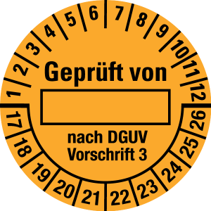 Multi Year Test Plaque 2017 - 2026 | Tested | Custom color - document foil, orange & black - Ø 25 mm - 50 pieces