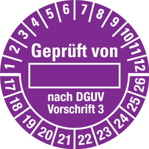 Multi Year Test Plaque 2017 - 2026 | Tested | Desired color - document foil, violet & white - Ø 25 mm - 50 pieces