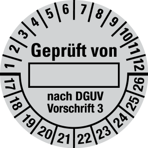 Multi Year Test Plaque 2017 - 2026 | Tested | Desired color - foil self-adhesive, light gray & black - Ø 15 mm - 500 pieces