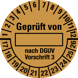 Multi Year Test Plaque 2017 - 2026 | Tested | Custom color - foil self-adhesive, gold & black - Ø 20 mm - 500 pieces