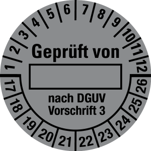 Multi Year Test Plaque 2017 - 2026 | Tested | Desired color - foil self-adhesive, silver & black - Ø 25 mm - 500 pieces