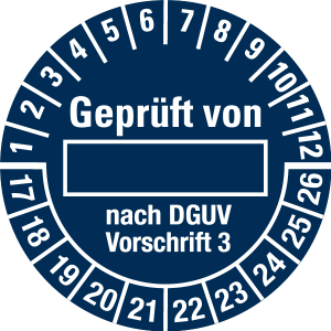 Multi Year Test Plaque 2017 - 2026 | Tested | Custom color - self-adhesive film, safety blue & white - Ø 40 mm - 500 pieces