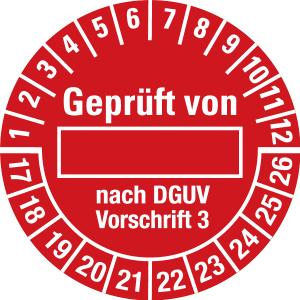 Multi Year Test Plaque 2017 - 2026 | Tested | Custom color - document foil, red & white - Ø 30 mm - 500 pieces