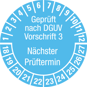 Multi-year test sticker 2018 - 2027 | Tested according to DGUV | Custom color - document foil, black & white - Ø 30 mm - 500 pieces