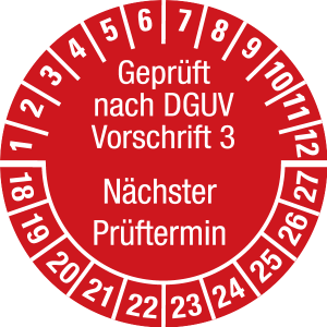 Multi-year test sticker 2018 - 2027 | Tested according to DGUV | Custom color - document foil, white & black - Ø 30 mm - 500 pieces