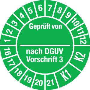 Mehrjahresprüfplakette 2016 - 2021 (K1/K2) | Geprüft von | Wunschfarbe - Folie selbstklebend, weiß & schwarz - Ø 30 mm  - 50 Stück