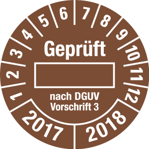 Mehrjahresprüfplakette 2017 - 2018 | Geprüft nach DGUV | Wunschfarbe - Folie selbstklebend, weiß & schwarz - Ø 20 mm  - 500 Stück