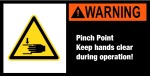 Maschinenschild mit Warnzeichen  ... p hands clear during operation!