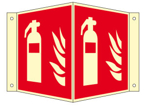 Brandschutzzeichen - Feuerlöscher (F001) - Nasenschild - 10 cm - langnachleuchtend