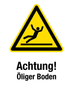 Warnaufsteller inkl. Druck | Achtung! Öliger Boden 245 x 620 mm