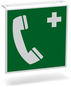 Rettungszeichen - Notruftelefon (E004) - Fahnenschild Deckenmontage - 30 cm 