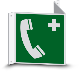 Rettungszeichen - Notruftelefon (E004) - Nasenschild - 30 cm - langnachleuchtend