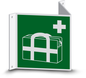 Rettungszeichen - Medizinischer Notfallkoffer (E027) - Nasenschild - 30 cm - langnachleuchtend