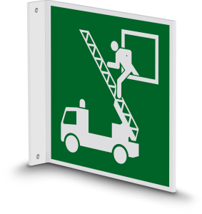 Rettungszeichen - Rettungsausstieg (E017) - Fahnenschild Wandmontage - 30 cm 