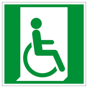 Rettungszeichen - Rettungsweg für Rollstuhlfahrer rechts - E030 - Folie Selbstklebend - 5 x 5 cm