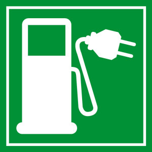 Schild für erneuerbare Energien - Elektro Tankstelle - Aluminium - 5 x 5 cm 