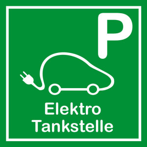 Schild für erneuerbare Energien - Parkplatz Elektro Tankstelle - Aluminium - 5 x 5 cm 