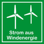 Schild für erneuerbare Energien - Strom aus Windenergie