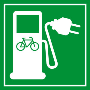 Schild für erneuerbare Energien - Elektrotankstelle für Fahrräder - Aluminium - 5 x 5 cm 