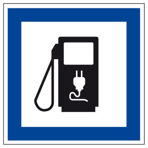 Schild für erneuerbare Energien - Elektro Tankstelle  - Aluminium - 5 x 5 cm 