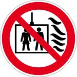 Verbotszeichen - Aufzug im Brandfall nicht benutzen