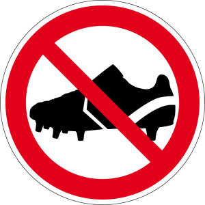 Verbotszeichen - Betreten mit Fußballschuhen verboten - Aluminium - Ø 5 cm