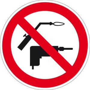 Verbotszeichen - Bohren und Schweißen verboten - Aluminium - Ø 5 cm
