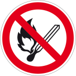 Verbotszeichen - Feuer, offenes Licht und Rauchen verboten