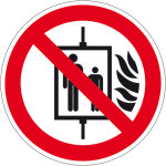 Verbotszeichen - Aufzug im Brandfall nicht benutzen