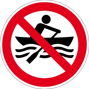Verbotszeichen - Muskelbetriebene Boote verboten - Aluminium - Ø 5 cm