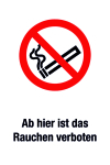 Verbotsschild - Ab hier ist das Rauchen verboten