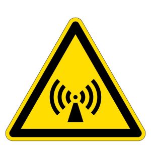 Warnzeichen - Warnung vor elektromagnetischem Feld  - Folie Selbstklebend  - Schenkellänge 5 cm