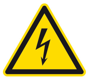 Warnzeichen - Warnung vor elektrischer Spannung - Folie Selbstklebend  - Schenkellänge 5 cm