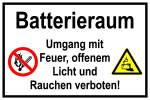 Hinweisschild - Batterieraum