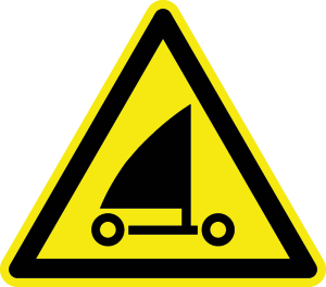 Warnzeichen - Warnung vor Strandseglern - Aluminium - Schenkellänge 5 cm
