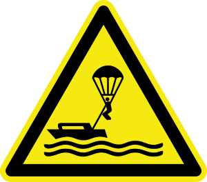Warnzeichen - Warnung vor Parasailing - Aluminium - Schenkellänge 5 cm