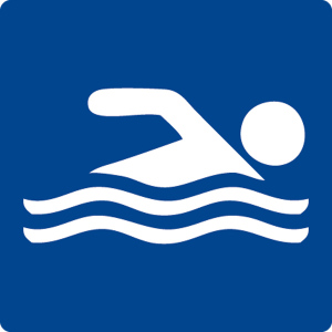 Schwimmbadschild - Schwimmer - Folie Selbstklebend - 5 x 5 cm