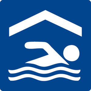 Schwimmbadschild - Hallenbad - Folie Selbstklebend - 5 x 5 cm