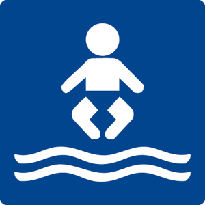 Schwimmbadschild - Babybecken - Folie Selbstklebend - 5 x 5 cm