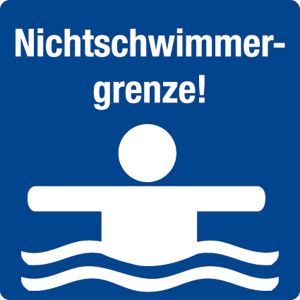 Schwimmbadschild - Nichtschwimmergrenze! - Folie Selbstklebend - 5 x 5 cm