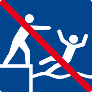 Schwimmbadschild - Schubsen verboten - Folie Selbstklebend - 5 x 5 cm