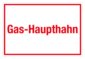 Schild für Gas- und Heizungsanlagen - Gas-Haupthahn  - Folie Selbstklebend - 20 x 30 cm