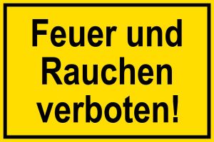 Schild für Gas- und Heizungsanlagen - Feuer und Rauchen verboten! - Aluminium Selbstklebend - 30 x 45 cm