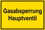 Schild für Gas- und Heizungsanlagen - Gasabsperrung Hauptventil