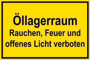 Schild für Gas- und Heizungsanlagen - Öllagerraum - Folie Selbstklebend - 20 x 30 cm