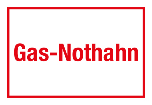 Schild für Gas- und Heizungsanlagen - Gas-Nothahn  - Folie Selbstklebend - 20 x 30 cm
